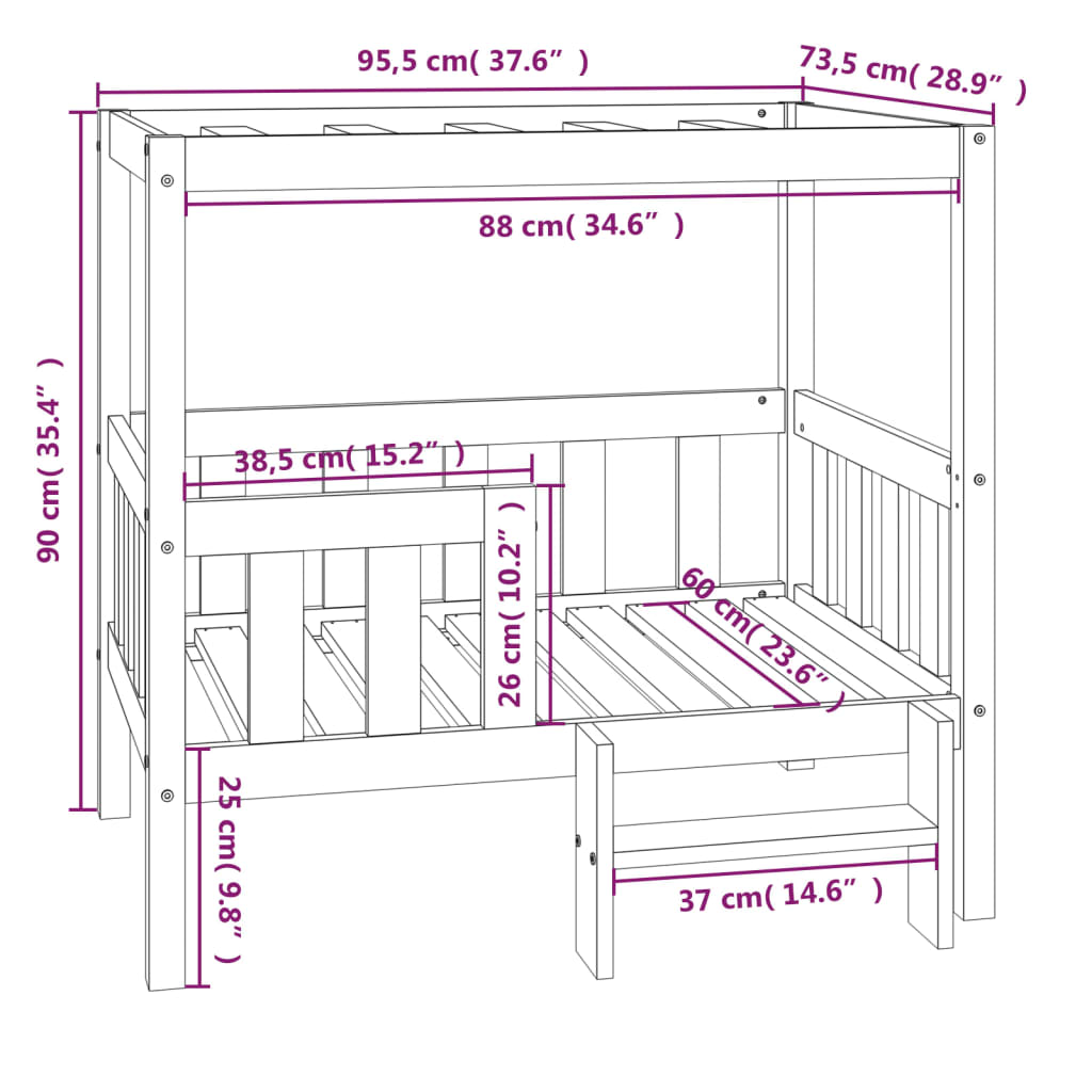 vidaXL Hundebett Weiß 95,5x73,5x90 cm Massivholz Kiefer - Perferre Premium Pet