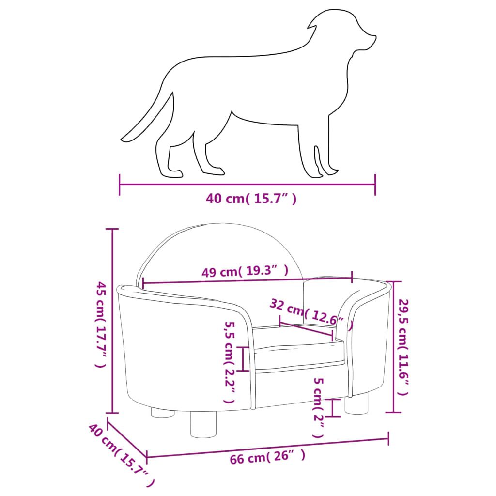 Hundebett Rosa 66x40x45 cm Samt - Perferre Premium Pet