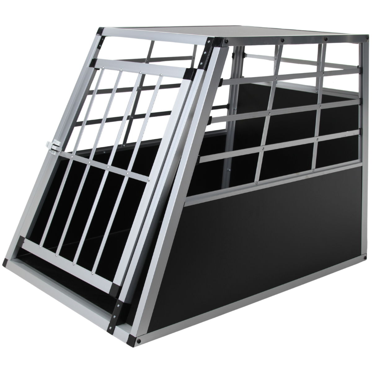 Autokäfig Hundetransportbox Aluminium MDF Leichtgrau 69x54x50 CM - Perferre Premium Pet