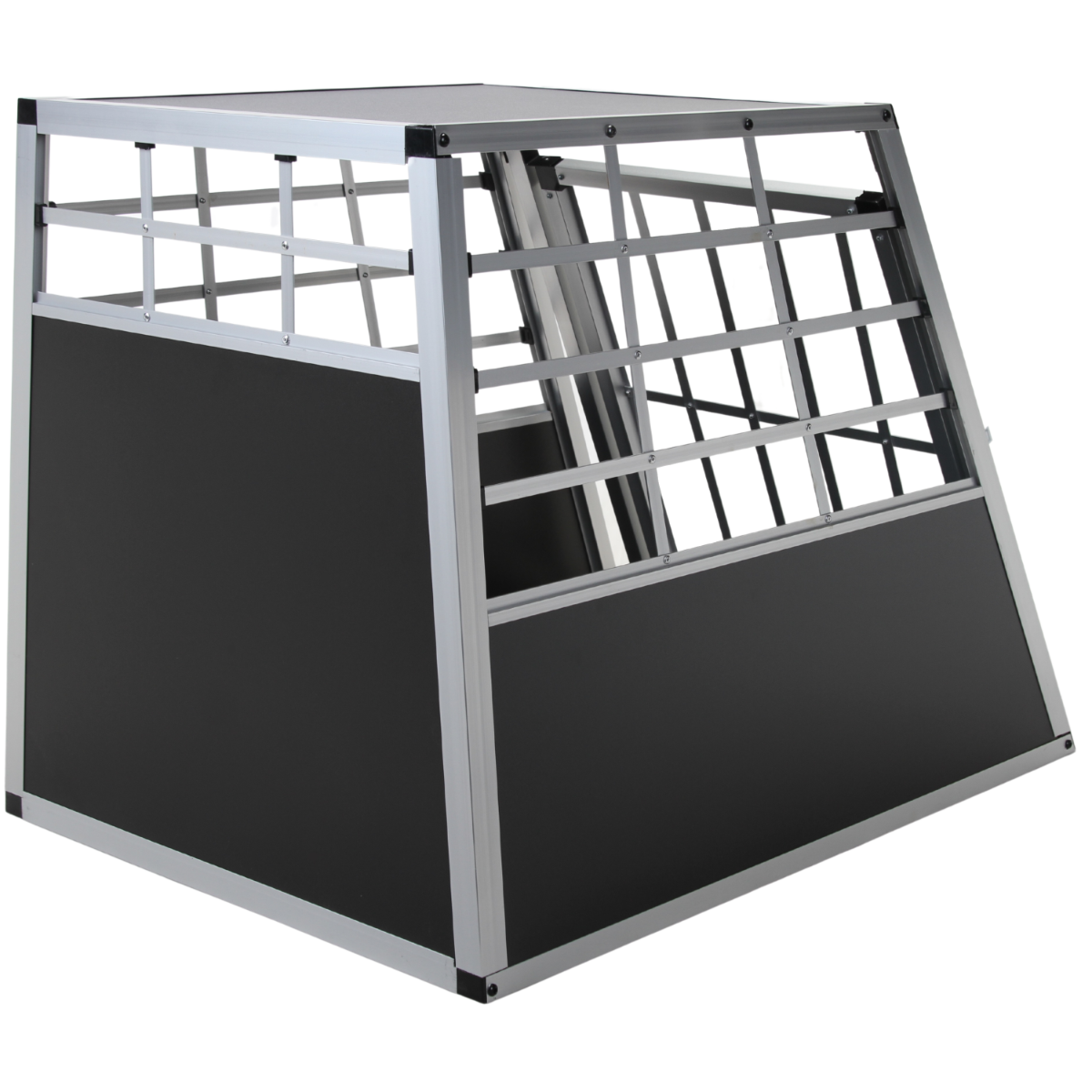 Autokäfig Hundetransportbox Aluminium MDF Leichtgrau 69x54x50 CM - Perferre Premium Pet