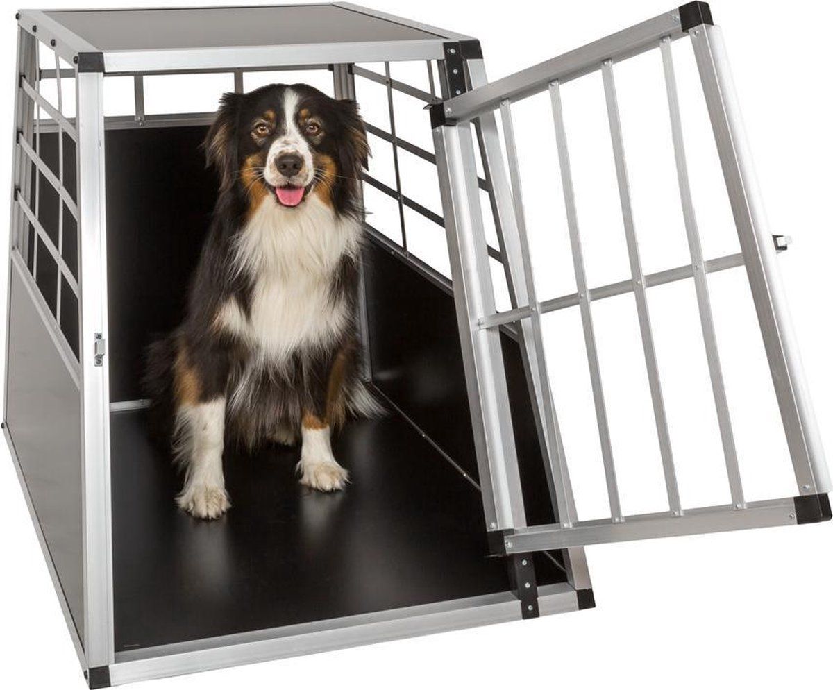 Autokäfig Hundetransportbox Aluminium MDF Schwarz 92x65x69 cm