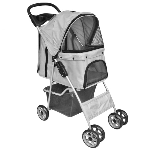 Haustier-Buggy Hund/Katze Klappbarer Reisewagen Grau