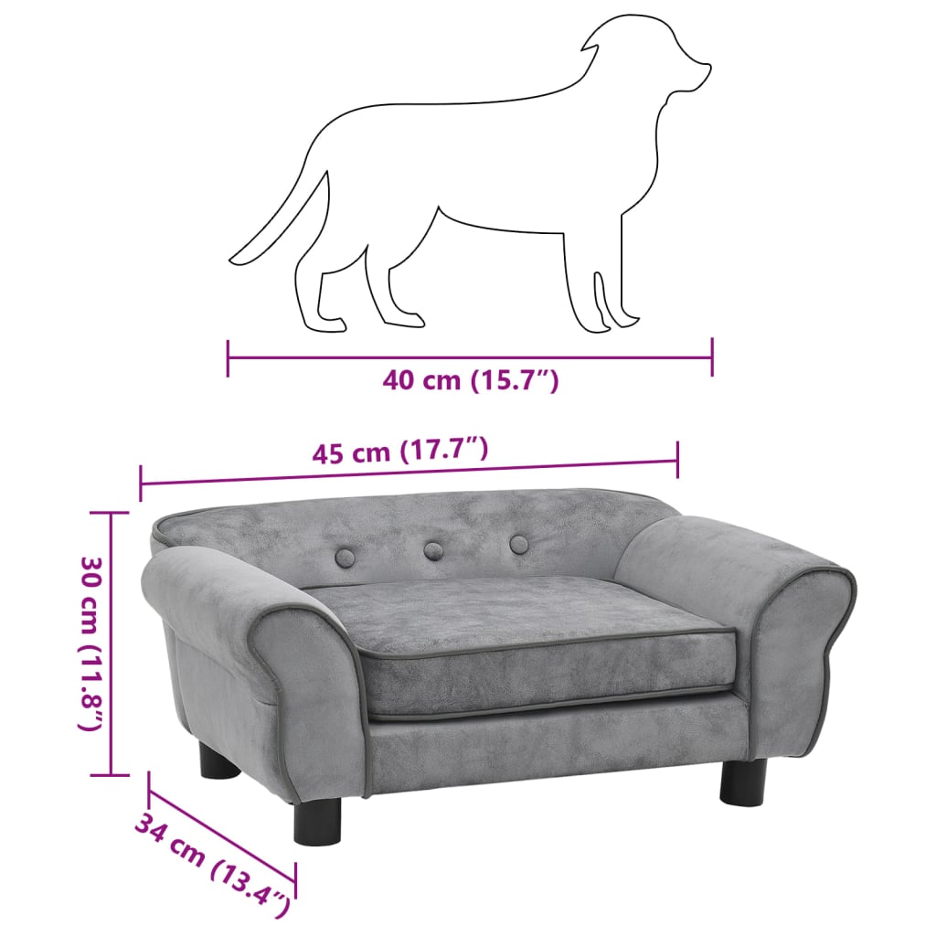 Hundesofa Grau 72x45x30 cm Plüsch