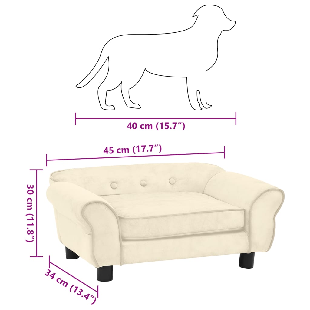 Hundesofa Creme 72x45x30 cm Plüsch