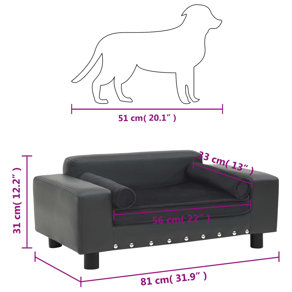 Hundesofa Dunkelgrau 81x43x31 cm Plüsch und Kunstleder