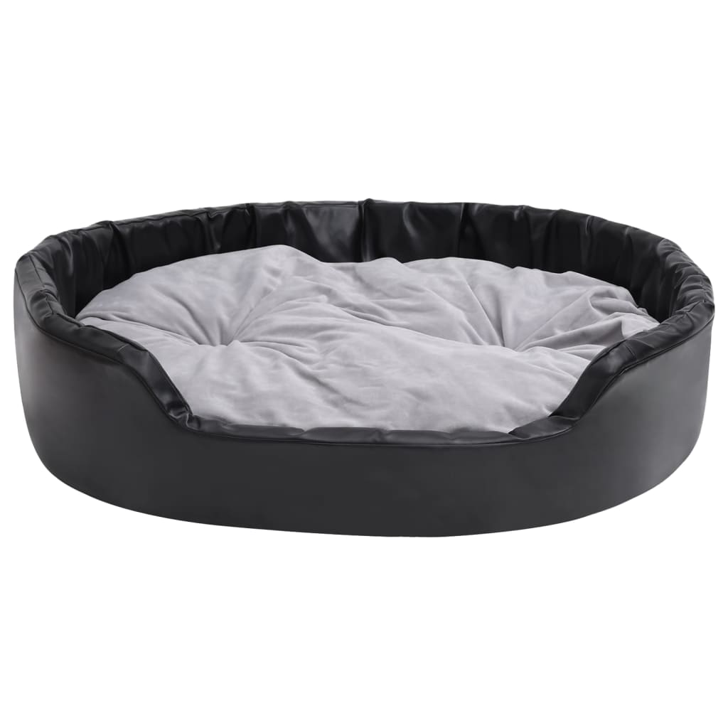 Hundebett Schwarz-Grau 99x89x21 cm Plüsch und Kunstleder