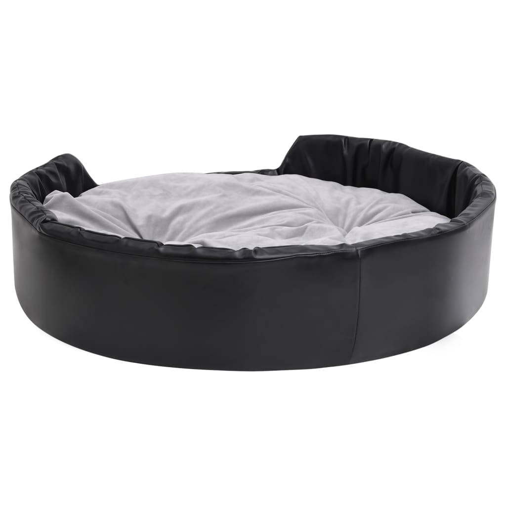 Hundebett Schwarz-Grau 99x89x21 cm Plüsch und Kunstleder