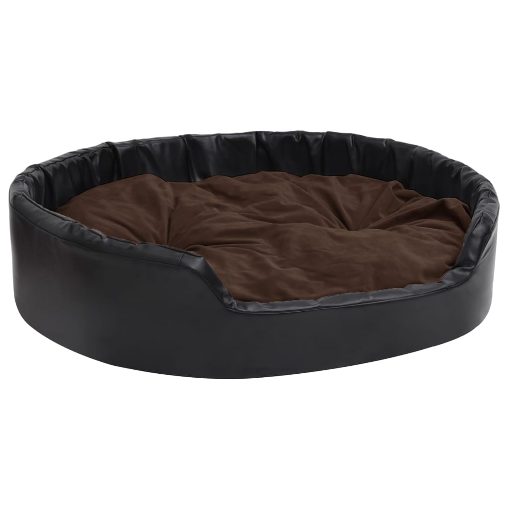 Hundebett Schwarz-Braun 99x89x21 cm Plüsch und Kunstleder