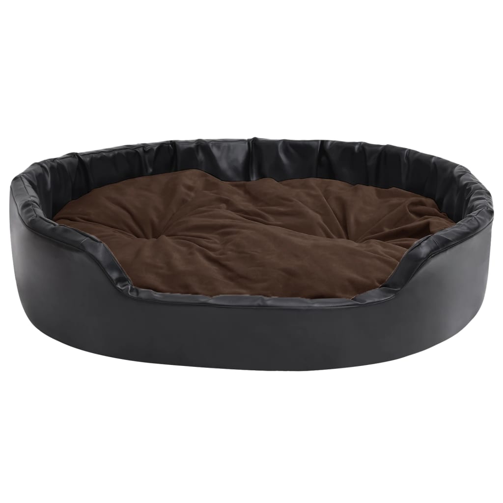 Hundebett Schwarz-Braun 99x89x21 cm Plüsch und Kunstleder