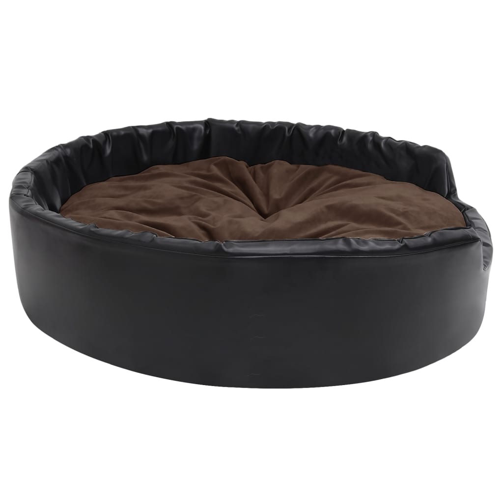 Hundebett Schwarz-Braun 99x89x21 cm Plüsch und Kunstleder