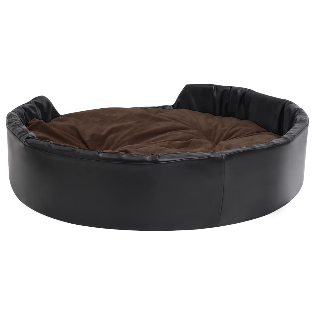 Hundebett Schwarz-Braun 99x89x21 cm Plüsch und Kunstleder