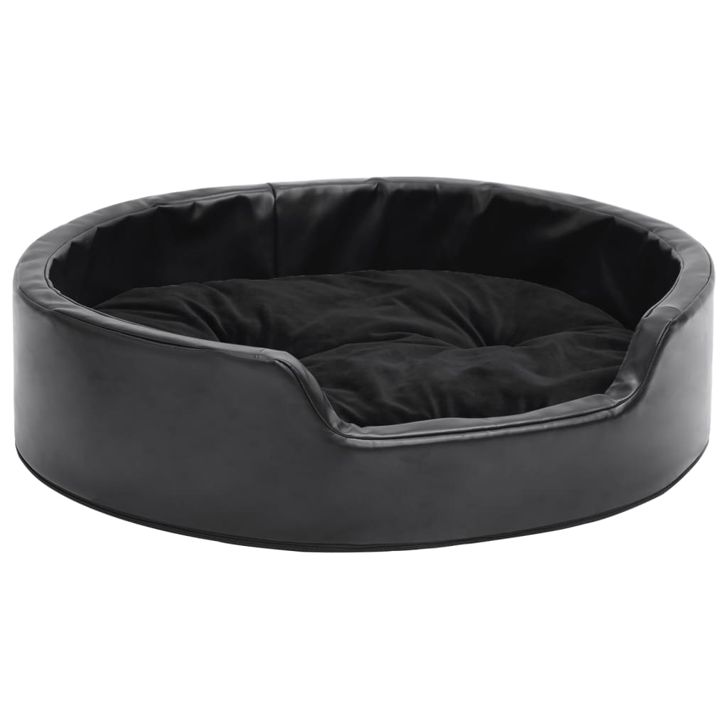 Hundebett Schwarz 69x59x19 cm Plüsch und Kunstleder