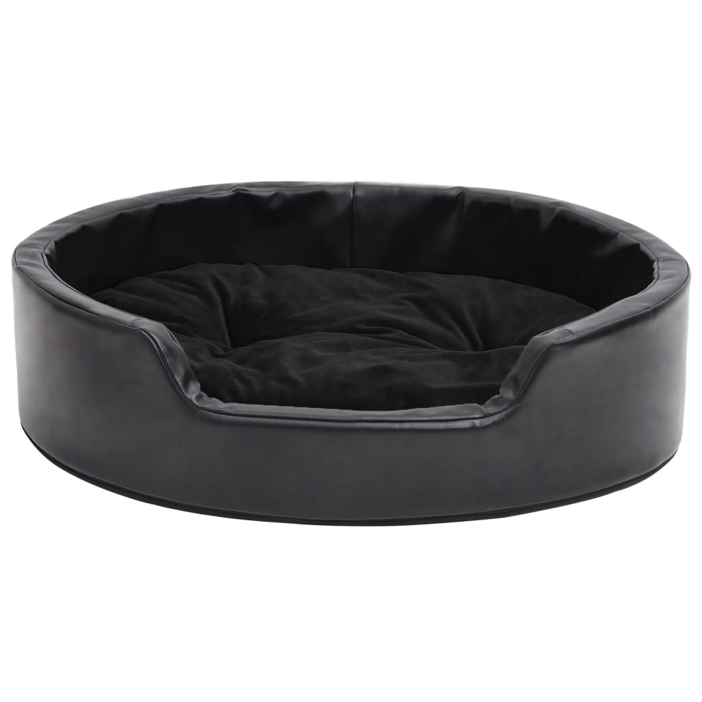 Hundebett Schwarz 69x59x19 cm Plüsch und Kunstleder