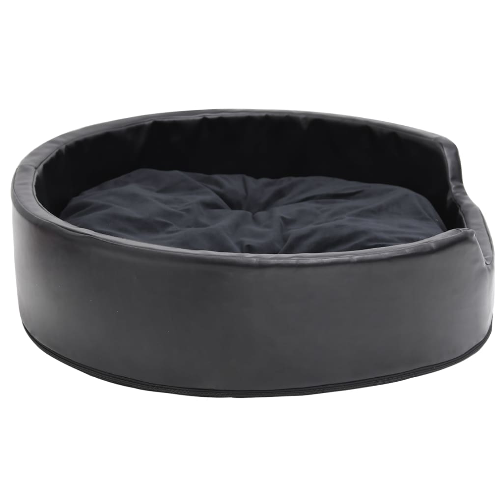 Hundebett Schwarz 79x70x19 cm Plüsch und Kunstleder