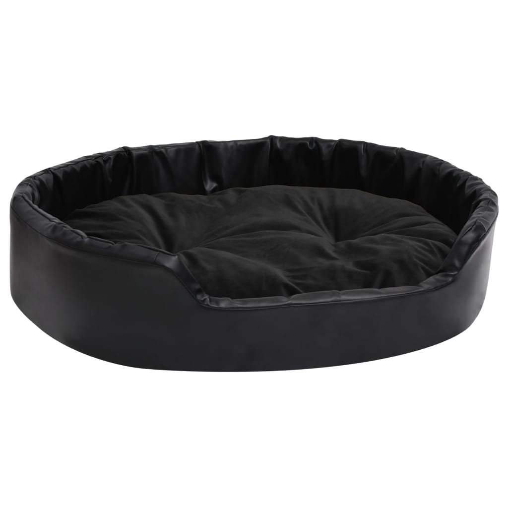 Hundebett Schwarz 90x79x20 cm Plüsch und Kunstleder