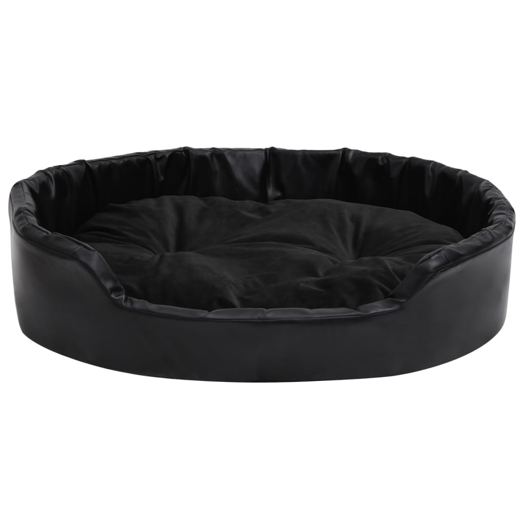 Hundebett Schwarz 90x79x20 cm Plüsch und Kunstleder