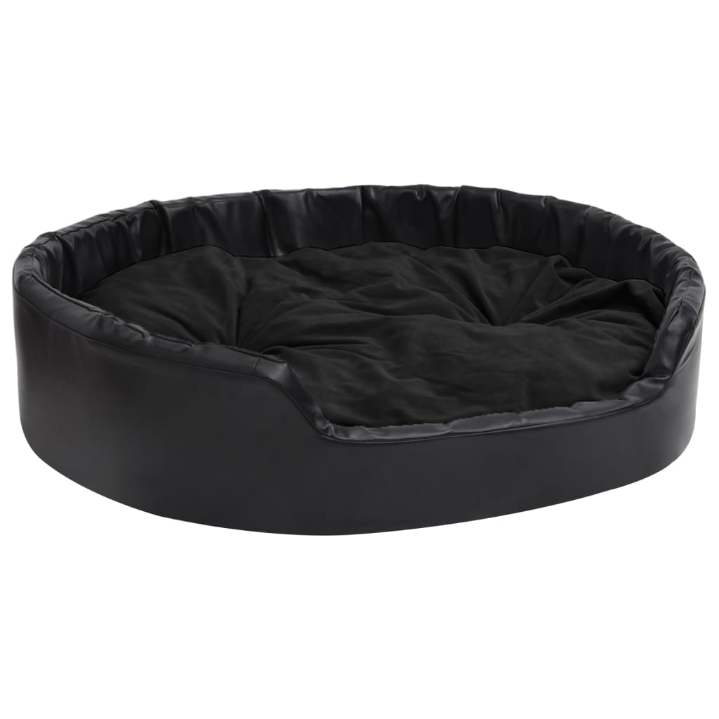 Hundebett Schwarz 99x89x21 cm Plüsch und Kunstleder