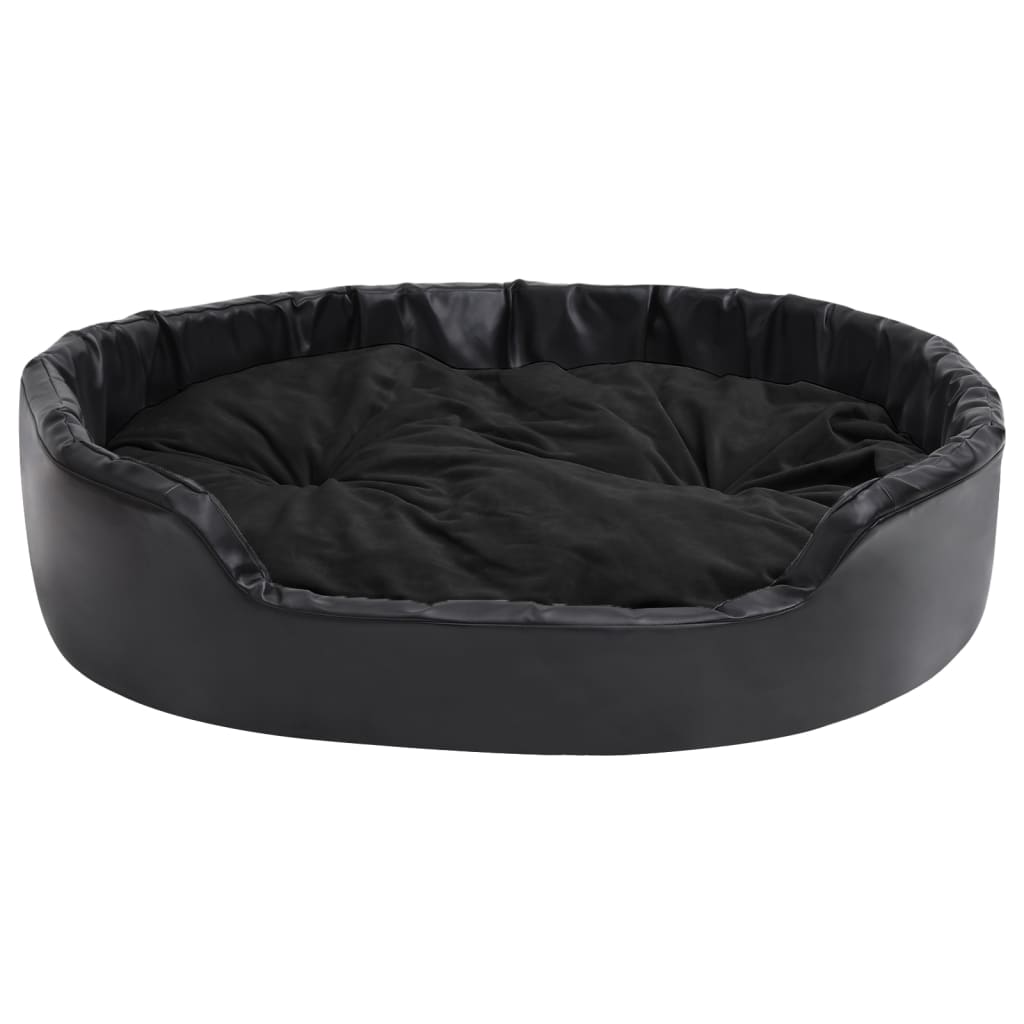 Hundebett Schwarz 99x89x21 cm Plüsch und Kunstleder