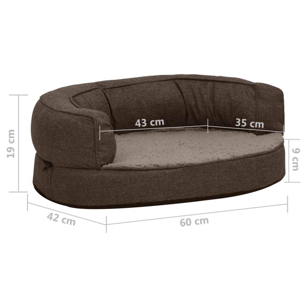 Hundematratze Ergonomisch 60x42cm Leinenoptik Fleece Braun