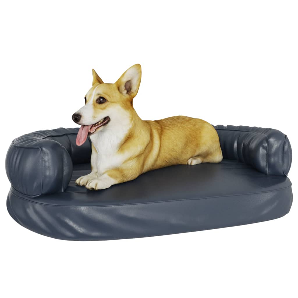 Hundebett Ergonomisch Schaumstoff Dunkelblau 88x65cm Kunstleder