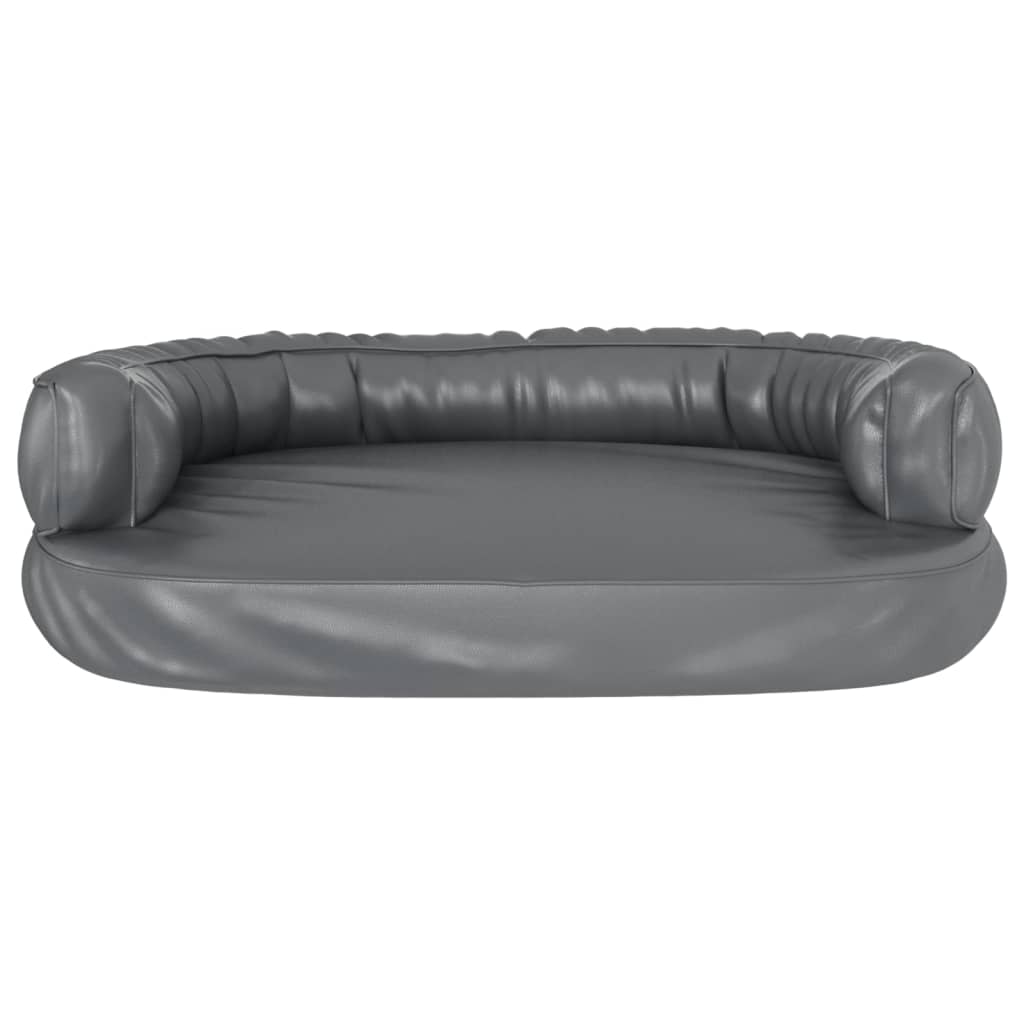 Hundebett Ergonomisch Schaumstoff Grau 88x65 cm Kunstleder