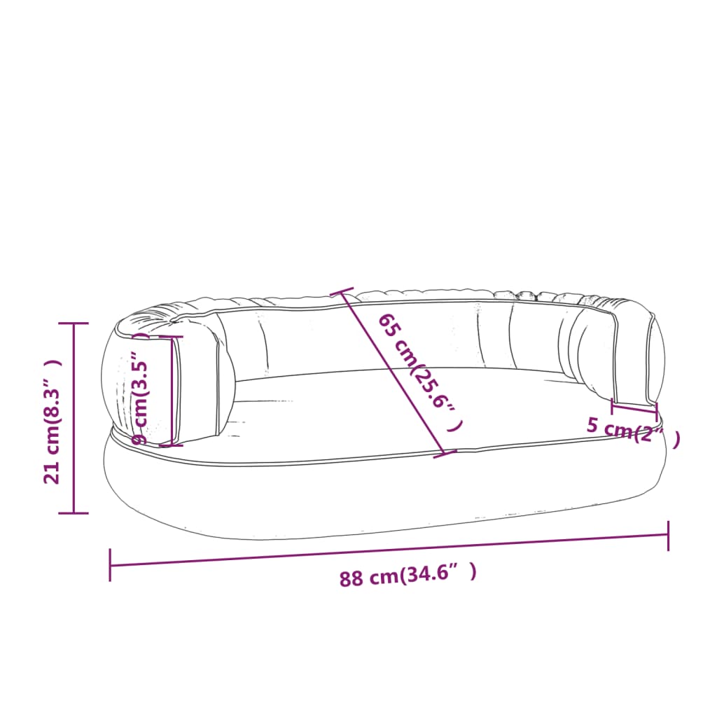 Hundebett Ergonomisch Schaumstoff Grau 88x65 cm Kunstleder