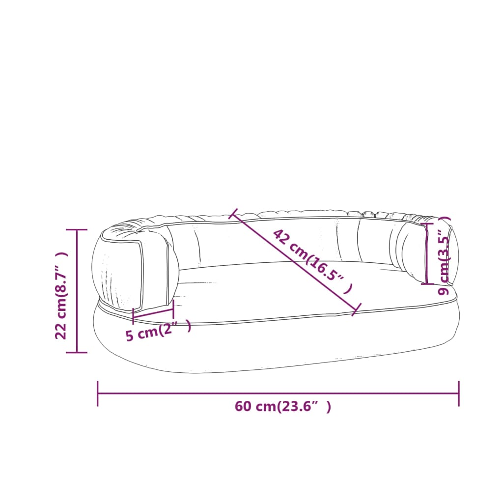 Hundebett Ergonomisch Schaumstoff Braun 60x42 cm Kunstleder