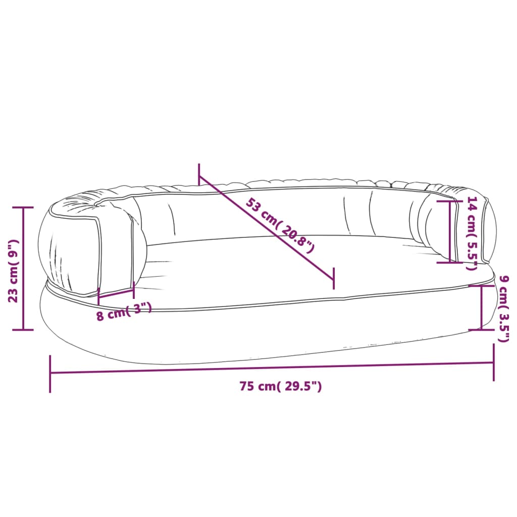 Hundebett Ergonomisch Schaumstoff Braun 75x53 cm Kunstleder