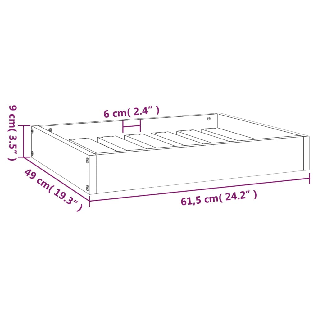 Hundebett Grau 61,5x49x9 cm Massivholz Kiefer