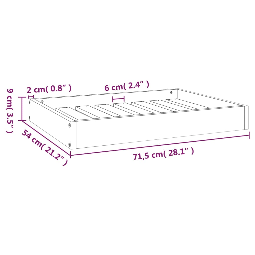 Hundebett Honigbraun 71,5x54x9 cm Massivholz Kiefer