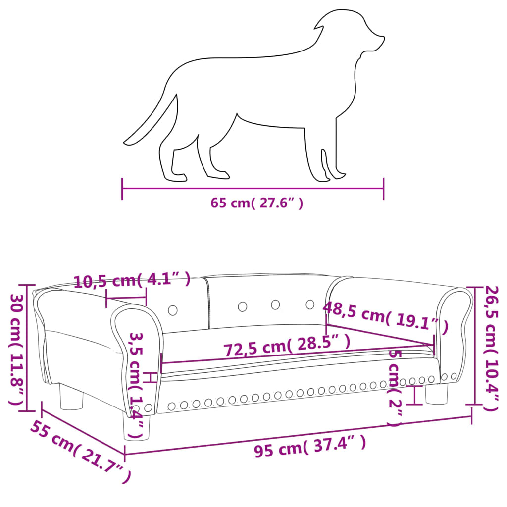 Hundebett Schwarz 95x55x30 cm Kunstleder