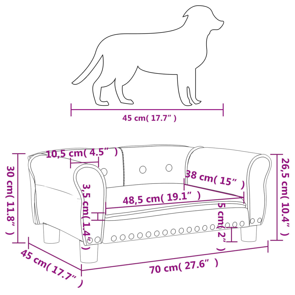 Hundebett Dunkelgrau 70x45x30 cm Samt