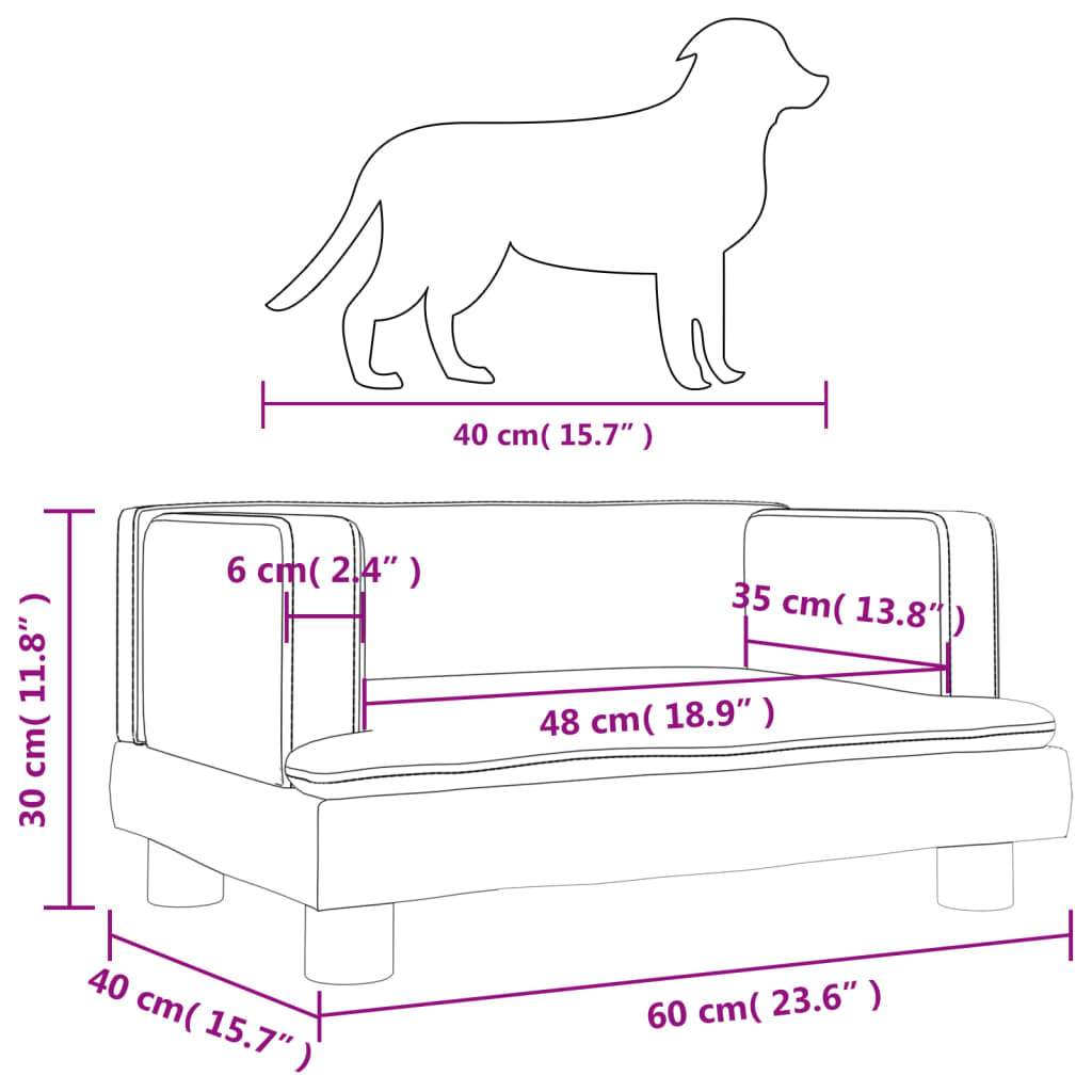 Hundebett Dunkelgrau 60x40x30 cm Samt