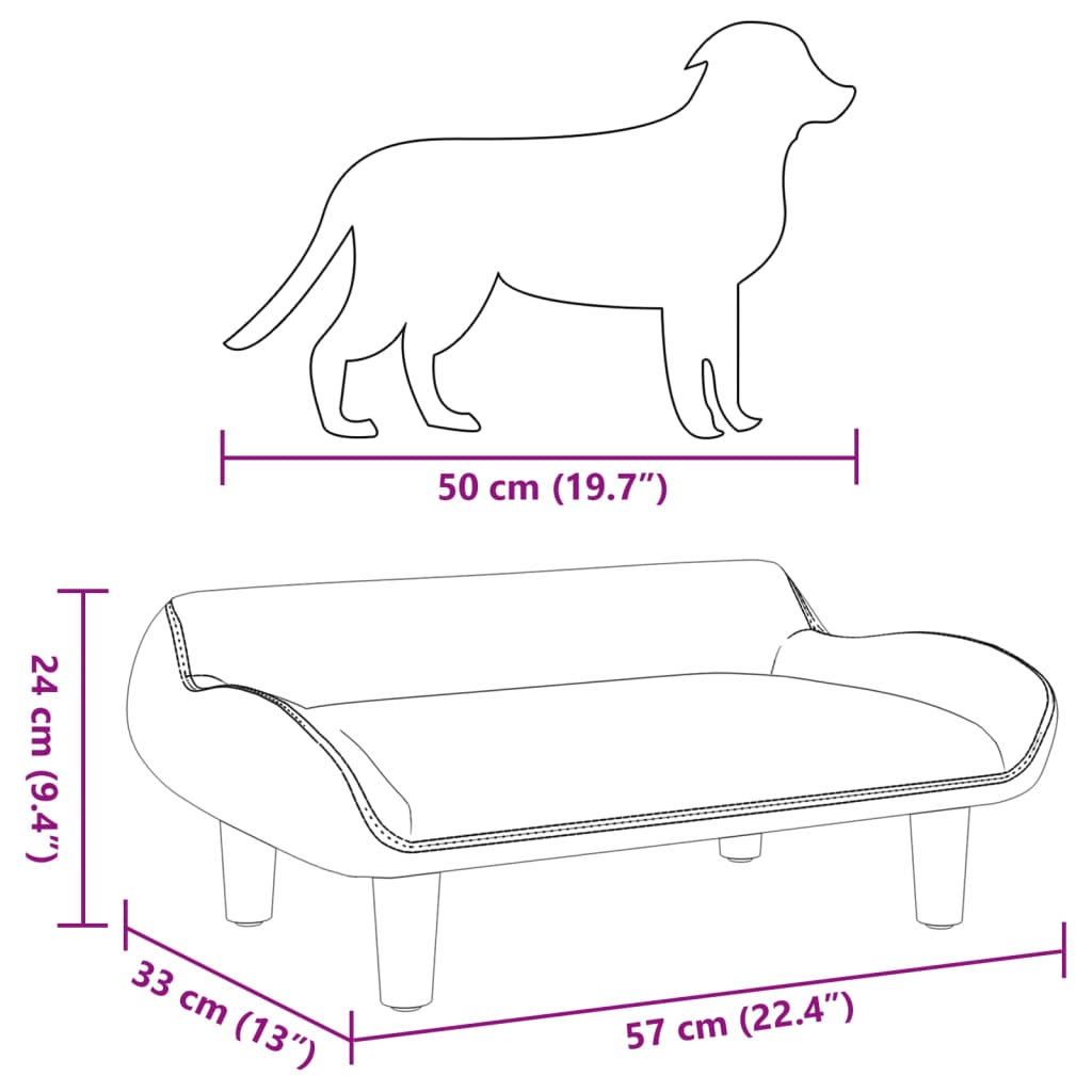 Hundebett Dunkelgrau 70x40x24 cm Samt