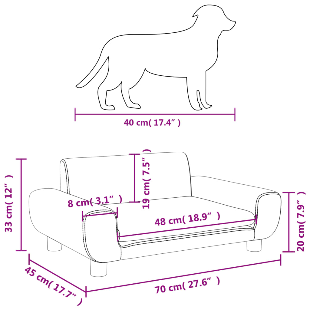 Hundebett Dunkelgrau 70x45x33 cm Samt