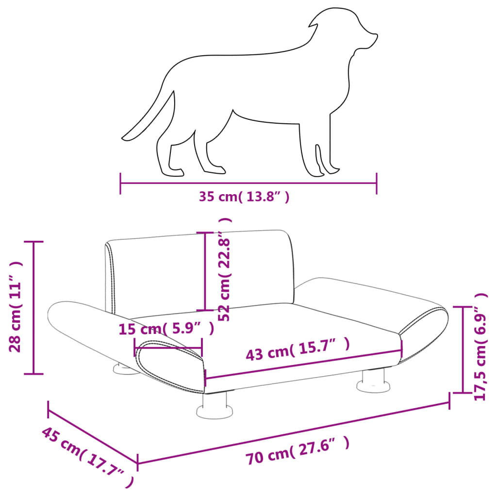 Hundebett Creme 70x45x28 cm Kunstleder