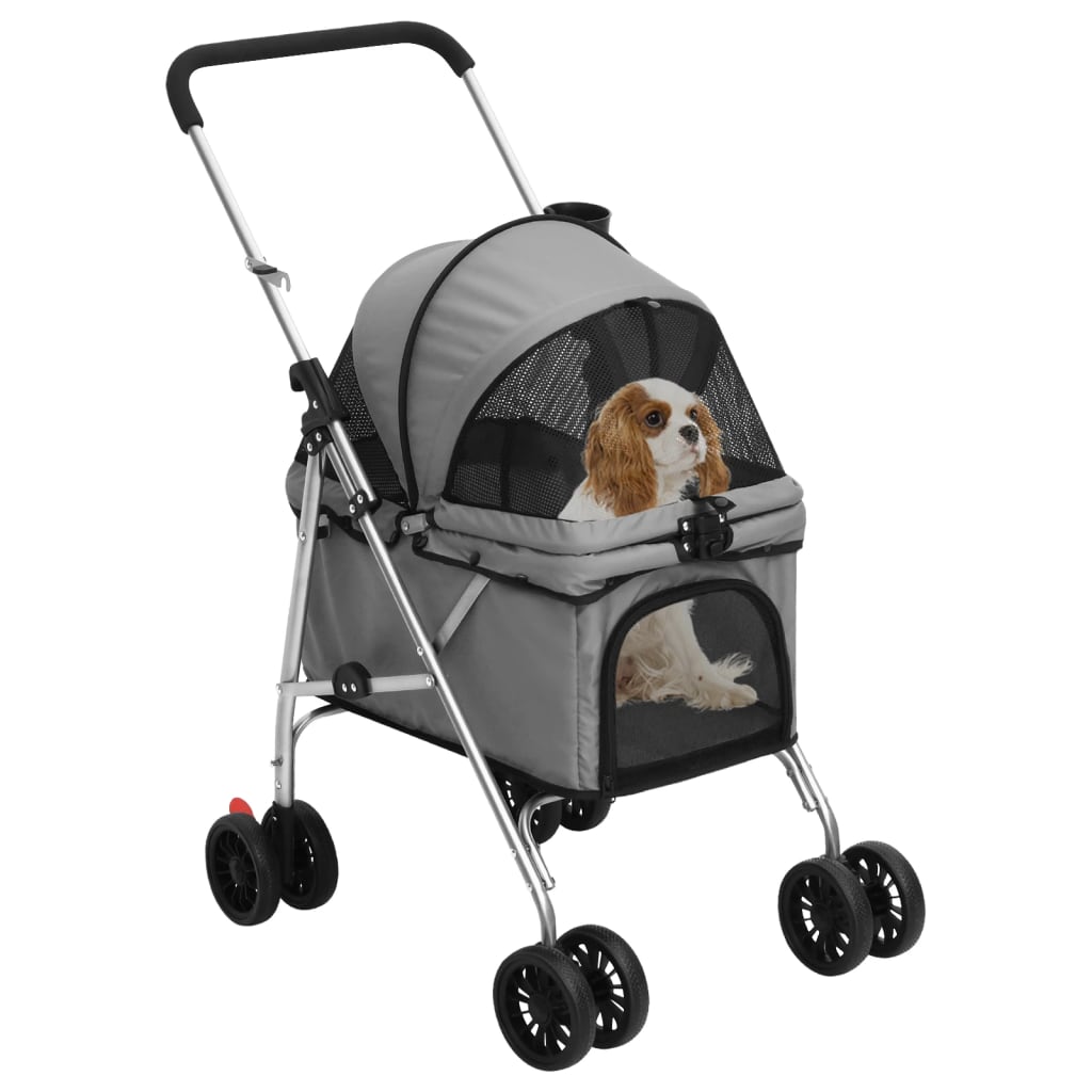 Hundewagen Faltbar Grau 76x50x100 cm Oxford-Gewebe