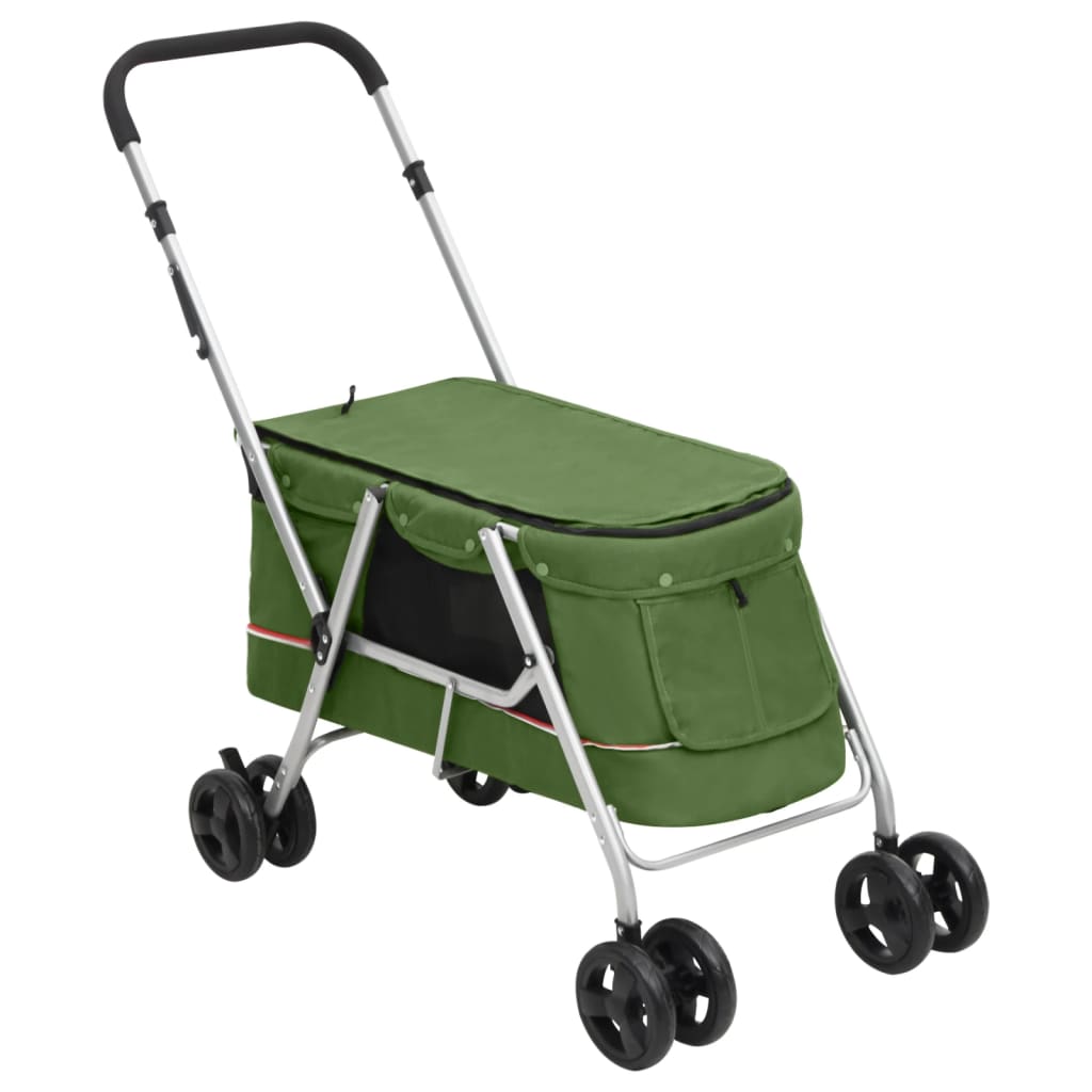 Hundewagen Faltbar Grün 100x49x96 cm Leinenstoff