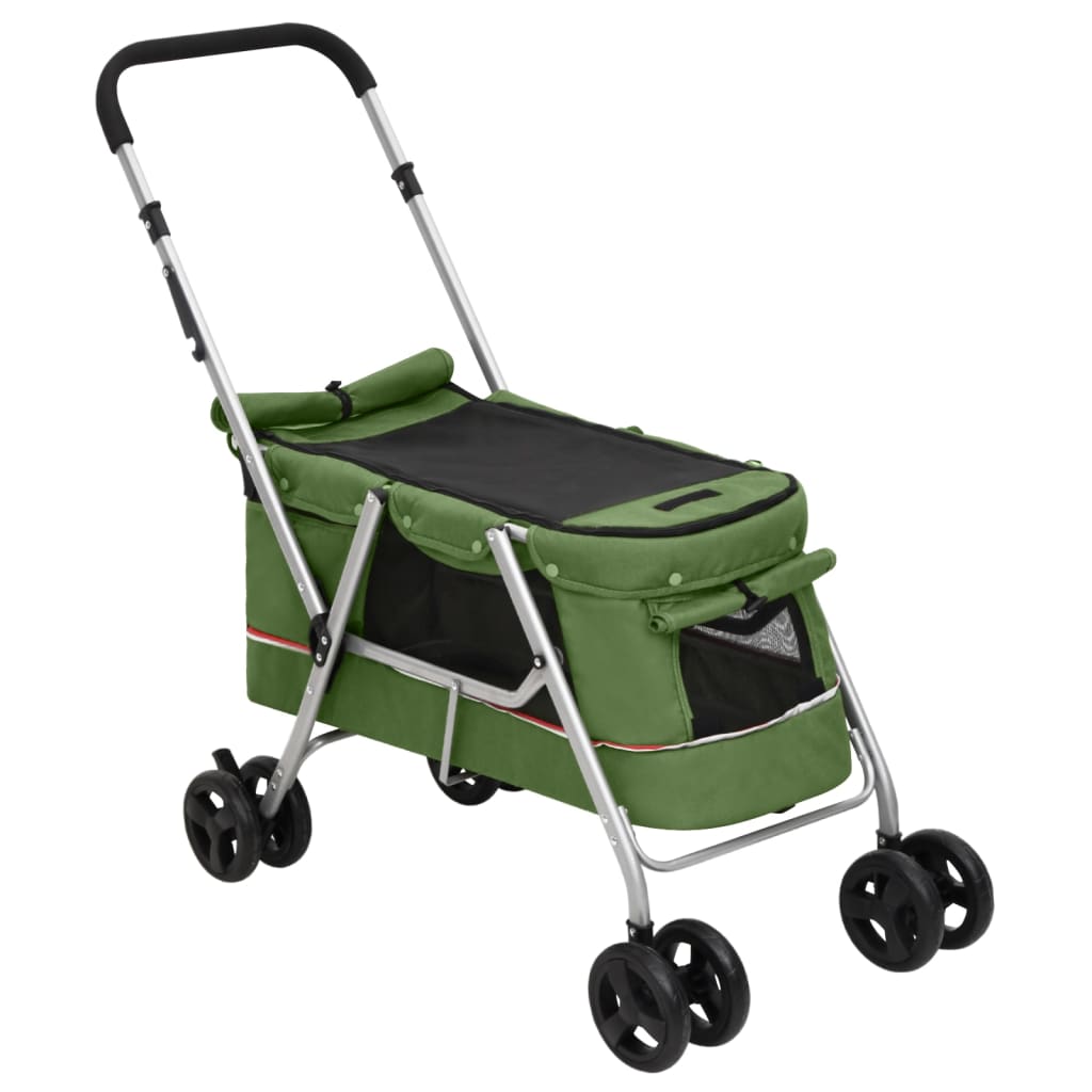 Hundewagen Faltbar Grün 100x49x96 cm Leinenstoff