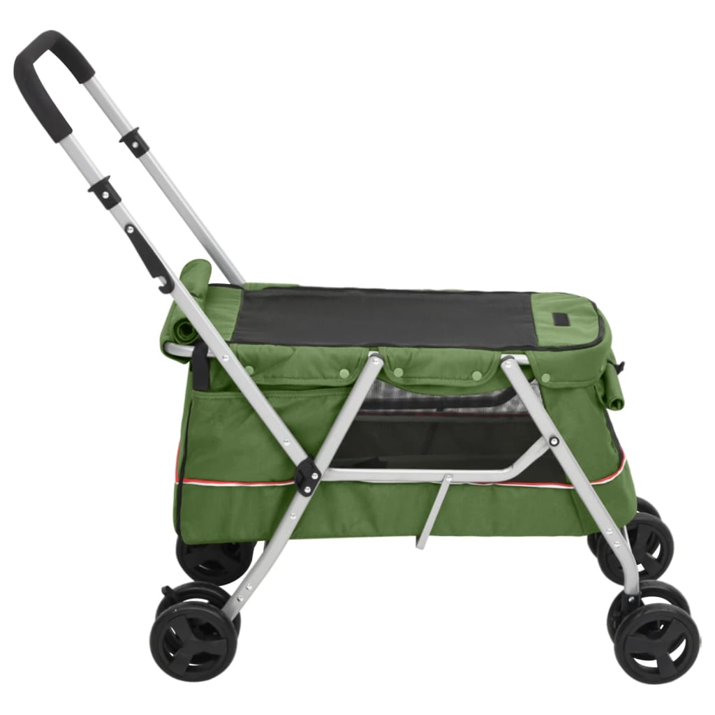 Hundewagen Faltbar Grün 100x49x96 cm Leinenstoff