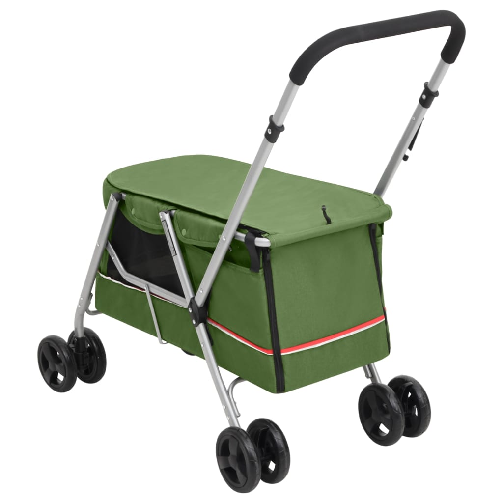 Hundewagen Faltbar Grün 100x49x96 cm Leinenstoff