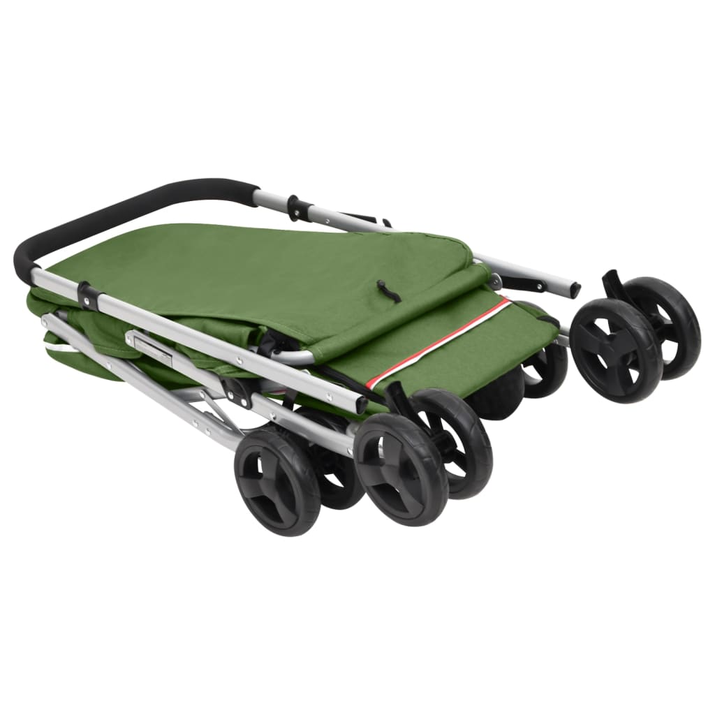 Hundewagen Faltbar Grün 100x49x96 cm Leinenstoff