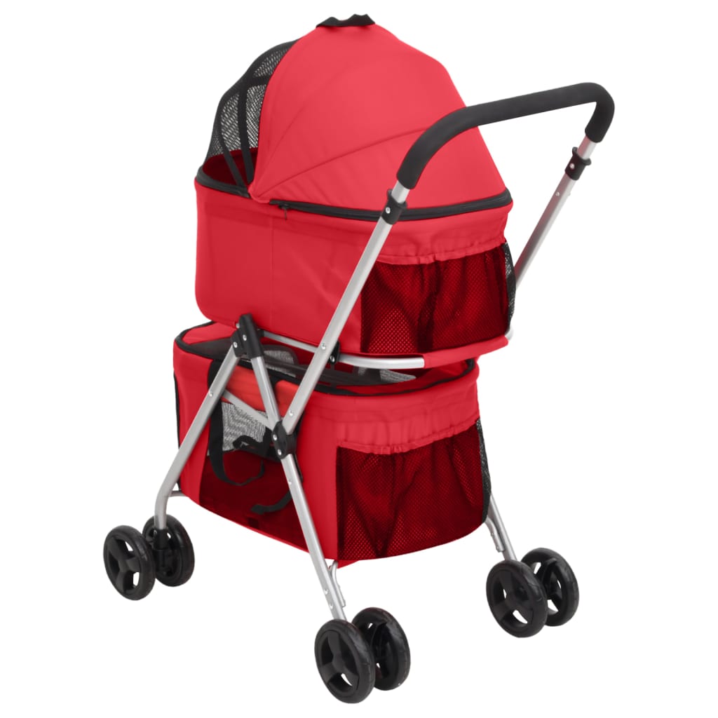 Hundewagen für 2 Hunde Faltbar Rot 83x48x97 cm Oxford-Gewebe